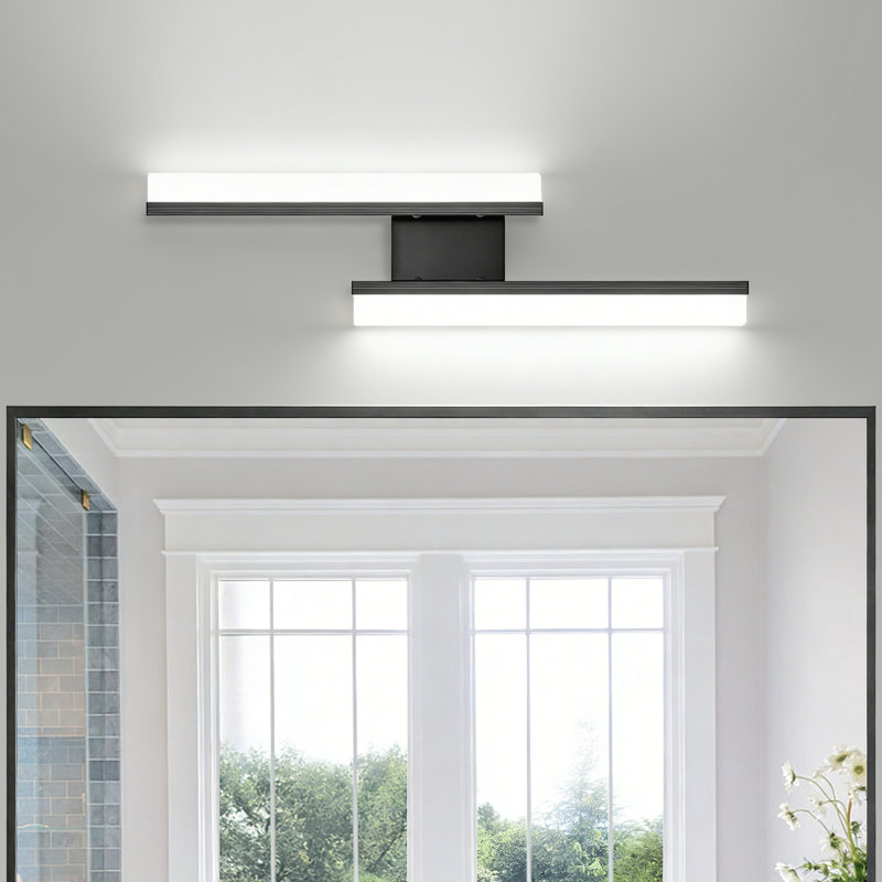 2 - Light Dimmable LED Vanity Light, Matte Black, 4.3" H x 24" W x 0.89" D