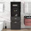Grande armoire de rangement pour salle de bain, armoire de rangement autoportante avec panier à linge inclinable et armoire supérieure-69320010