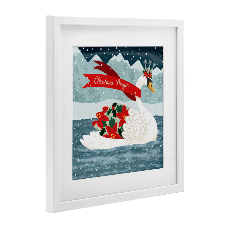 «Christmas Magic Enchanted Swan», reproduction sous verre encadrée, design par Jilly Jack Designs, H 13 po x l 13 po