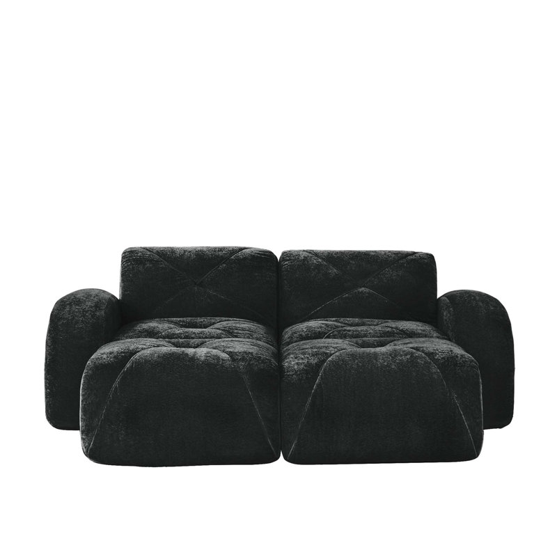 U-shaped Boneless Sofa,Soft Velvet Fabric,Tufted Design,32D High Density Sponge,No Assembly Required,Ergonomic Design Bottom, Anti-Slip Design,Movable Ottomans For Bedrooms