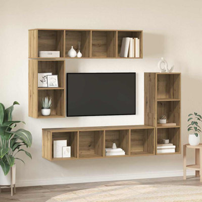 TV Cabinet Set Wall-Mounted 4 Pcs 37 X 37 X 142.5 Cm