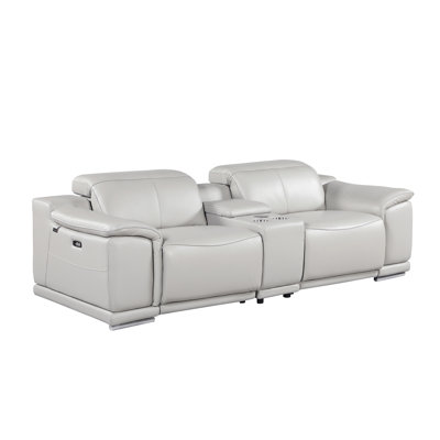 Lily 3 Piece 2 Power Top Grain Italian Leather Home Theater Seating