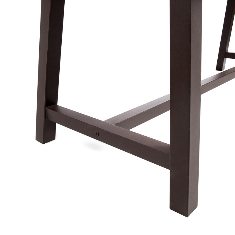 Table de salle à manger d'extérieur au fini sablé avec pieds en fer rustique