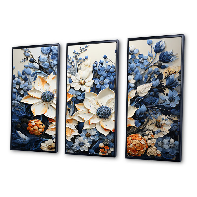 Blue Bonnets Simplicity Meadow IV - Ensemble de décorations murales Blue Bonnets, Cadre flottant noir