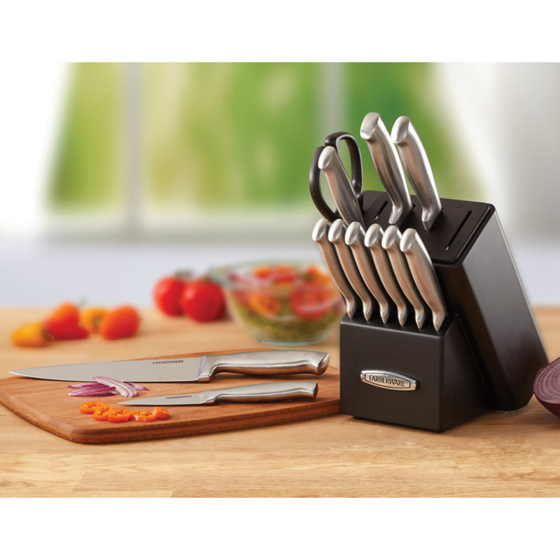 Farberware Edgekeeper Professional 13-Piece Knife Block Set with Built-In Sharpener