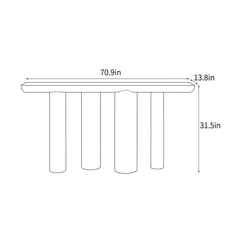 Console rectangulaire moderne et minimaliste, H 31,5 po x l 70,9 po x P 13,8 po, Bois naturel