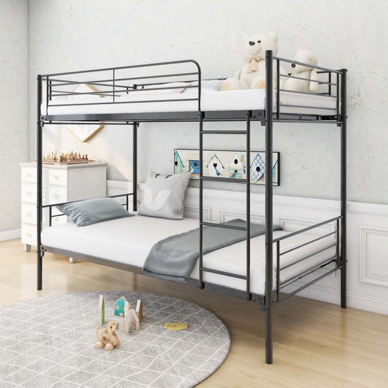 Blesse Kids Twin Over Twin Bunk Bed, Black