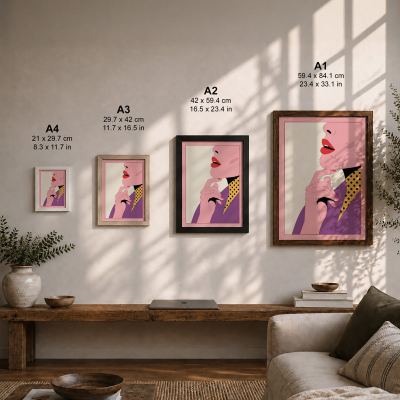 Woman in Thought Modern - Framed Print, A1 - 84.1 x 59.4 cm, Oak