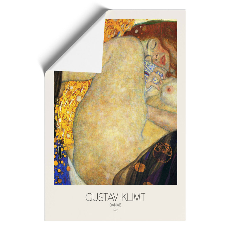 Danae With Border by Gustav Klimt - No Frame Painting, 42cm H x 30cm W x 0.1cm D