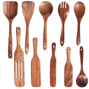 10 PCS Wooden Spoons for Cooking, Spoons and Spatula Set with