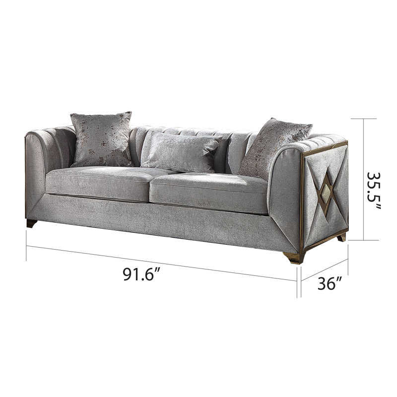 Arron 3 - Piece Velvet Living Room Set, Cream Velvet