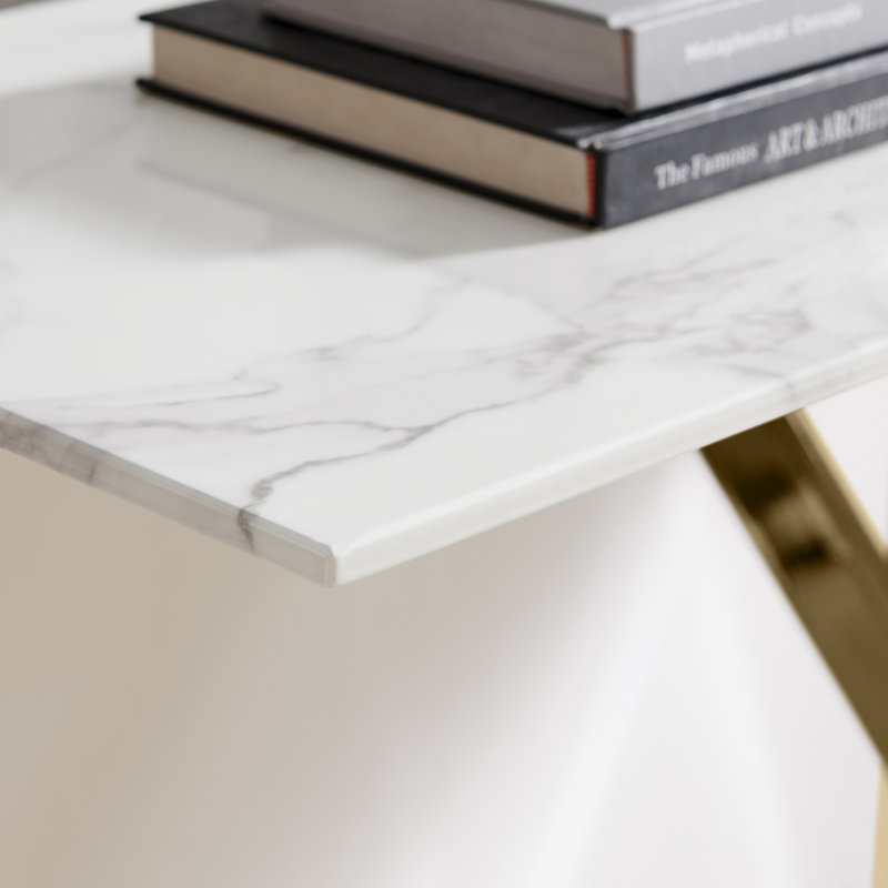 Console Atal Marble, Blanc / Blanc, Doré
