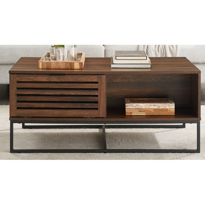 Rishi Sled Coffee Table with Storage, Dark Walnut