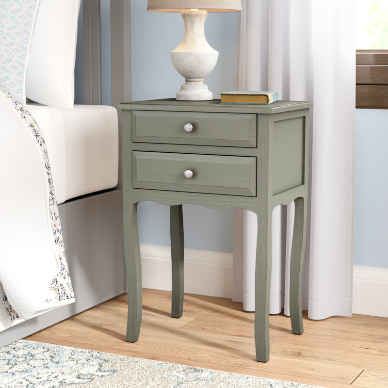 Bhavishya 18'' W Solid Wood Nightstand, French Gray