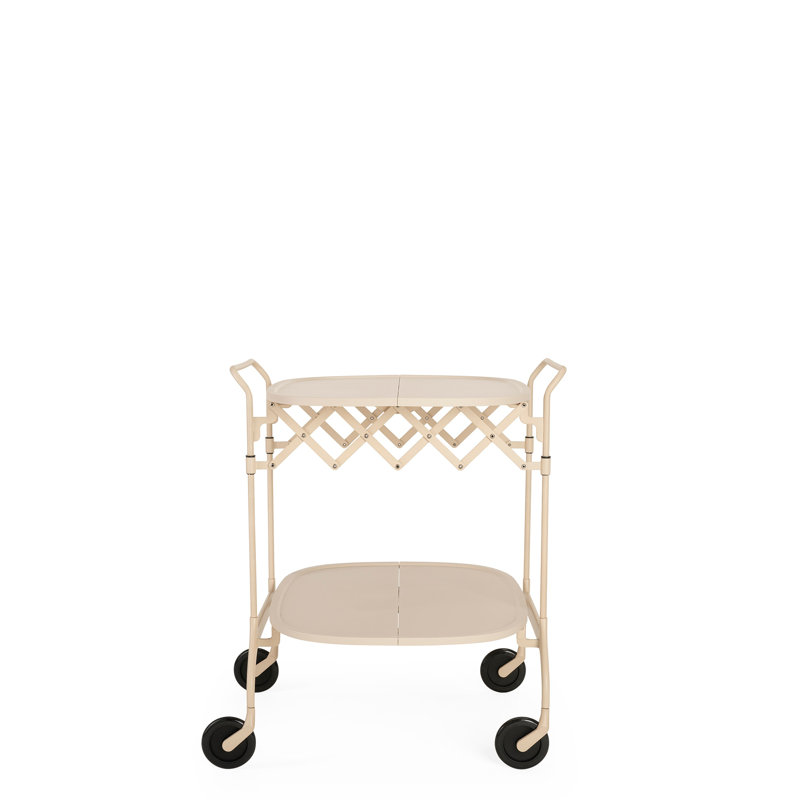 Gastone Metal Bar Cart, Mat Cream