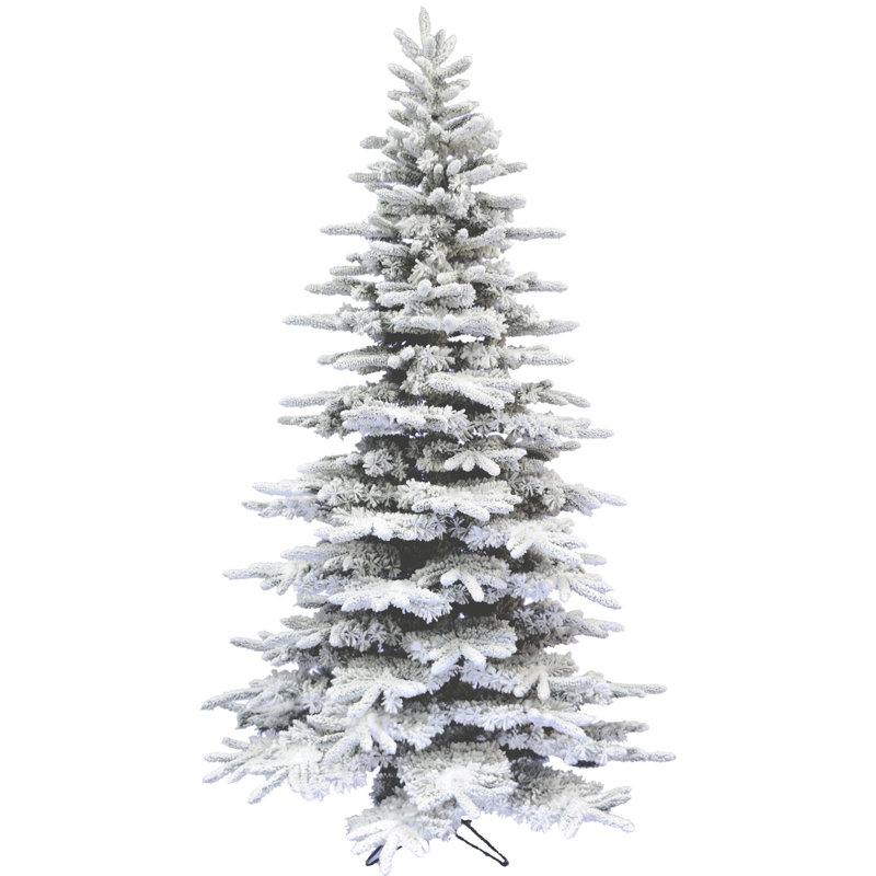 Fraser Hill Farm 6.5 ft. Pine Valley Flocked Unlit Artificial White Christmas Tree, 6.5 ft.