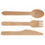 Ensemble d'ustensiles en bois compostables - 300 pièces (100 fourchettes, 100 cuillères, 100 couteaux)