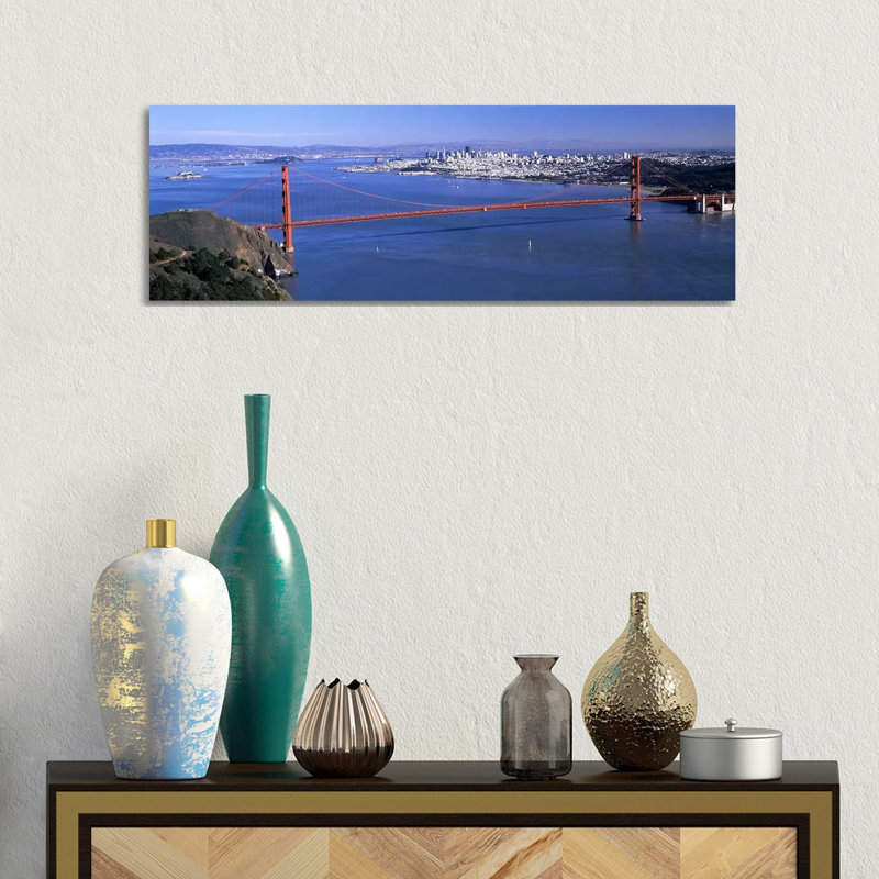 High Angle View Of A Suspension Bridge, Golden Gate Bridge, San Francisco, California, USA #4 - Wrapped Canvas Panoramic Print