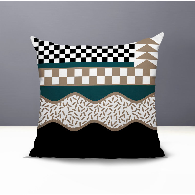Coussin carré intérieur / extérieur Trix Abstract, Carré 20 po, Émeraude