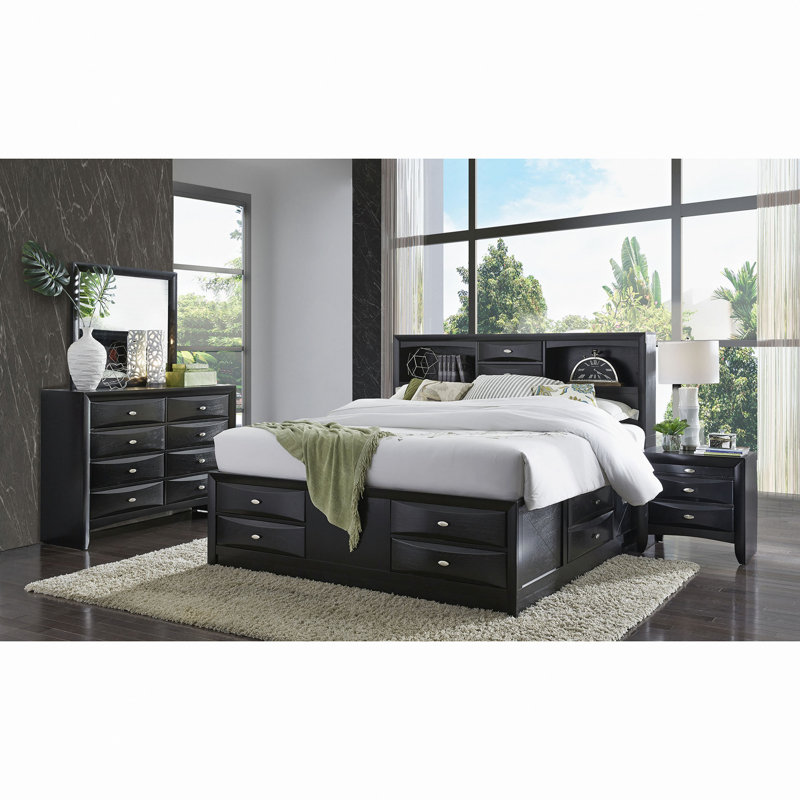 Louis Phillipe Storage Bed, Black, Queen
