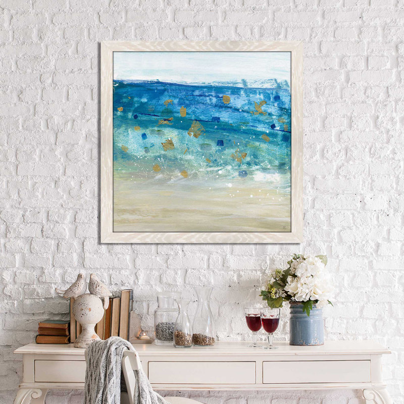 «Sea Glass Summer II», reproduction de peinture acrylique encadrée, H 37,5 po x l 37,5 po x P 1 po