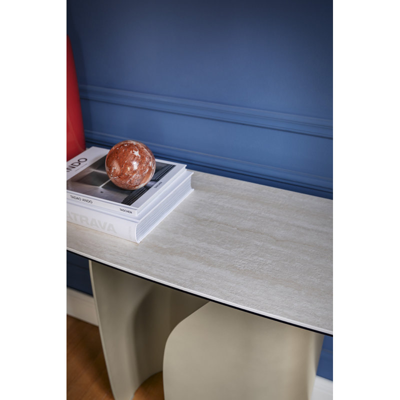 Twins Consoles, Matt Pearl Beige, White Travertino