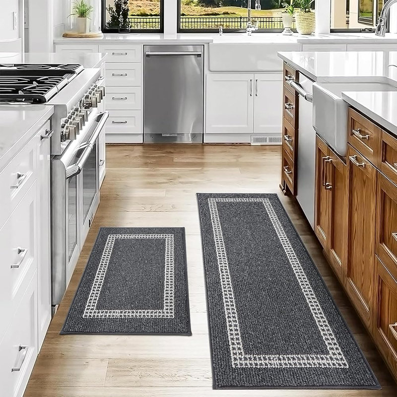 Xamiera Washable Kitchen Mat (Set of 2), Black