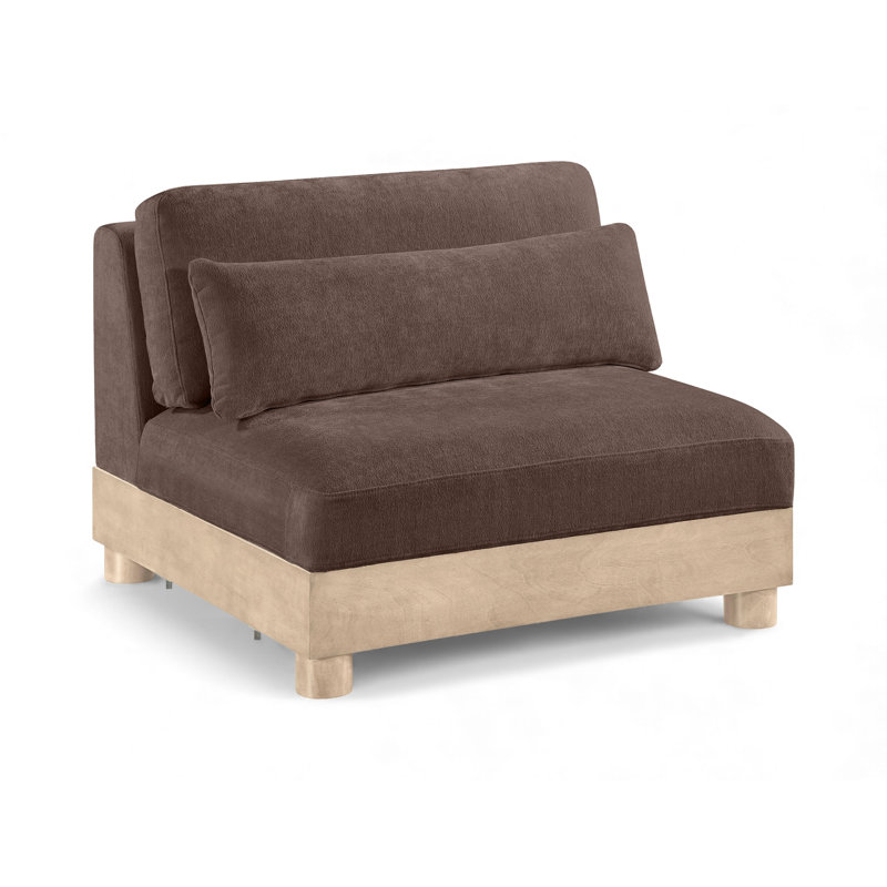 Fauteuil modulaire rembourré en tissu Turin Chenille, Tissu chenille brun, Naturel