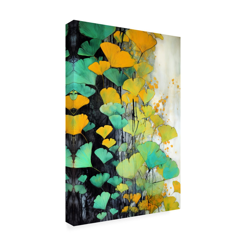 Art sur toile 6, feuilles, H 12 po x l 19 po