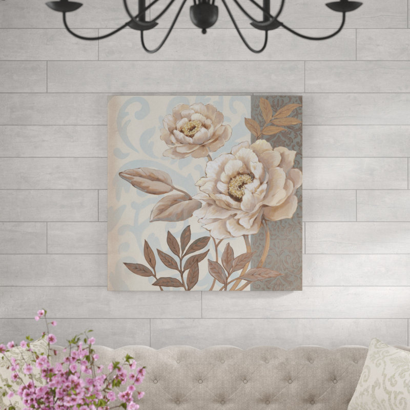 «Parisian Peony I», peinture sur toile, H 36 po x l 36 po