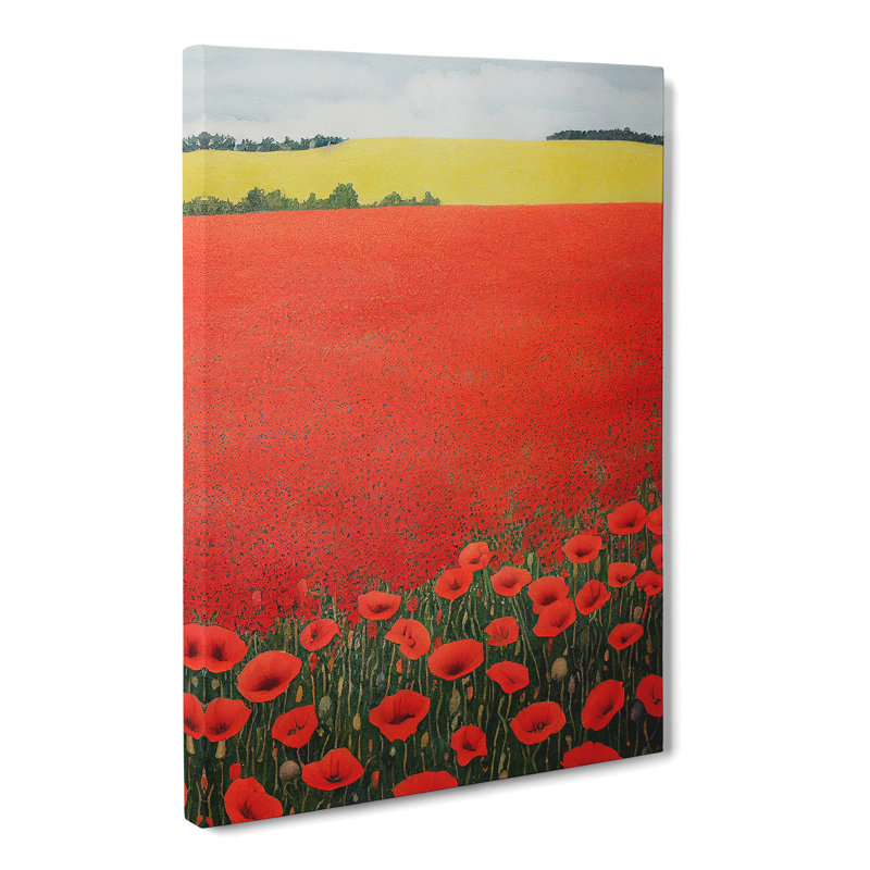 Watercolour Poppy Field Vol.2 - Wrapped Canvas, 76cm H x 50cm W x 3cm D