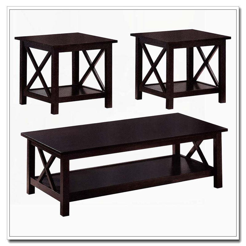 Ensemble de tables d'appoint 3 pièces Merlot foncé