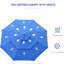 Parasol d'extérieur 9 pi avec tissu bleu foncé et manivelle, pour terrasse de patio 9 pi 3 po - bouton à manivelle inclinable, jardin