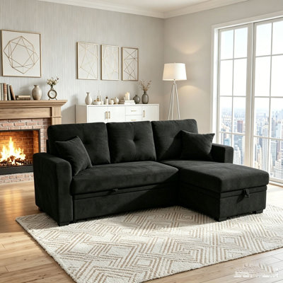 Sleeper Sofa, Sectional with Pull-Out Bed, Reversible Chaise, Storage Sectional