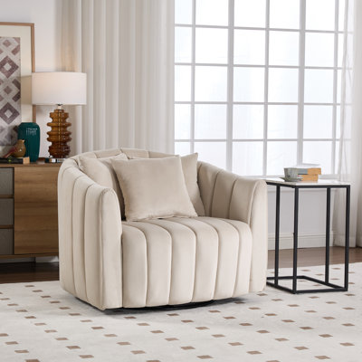 Upholstered Swivel Barrel Armchair