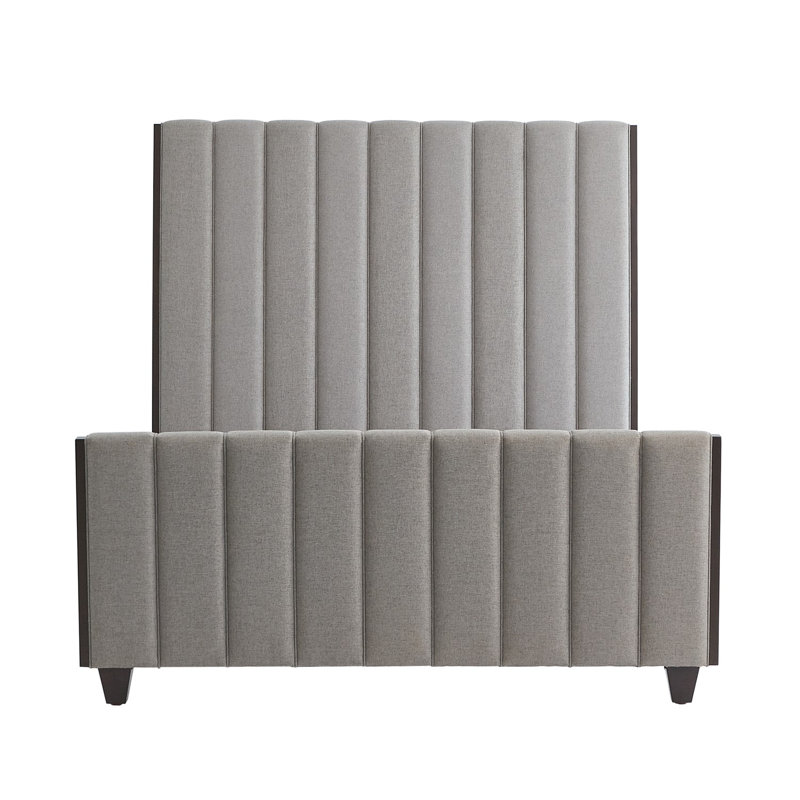 Channel Upholstered Bed, Dark Gray, King