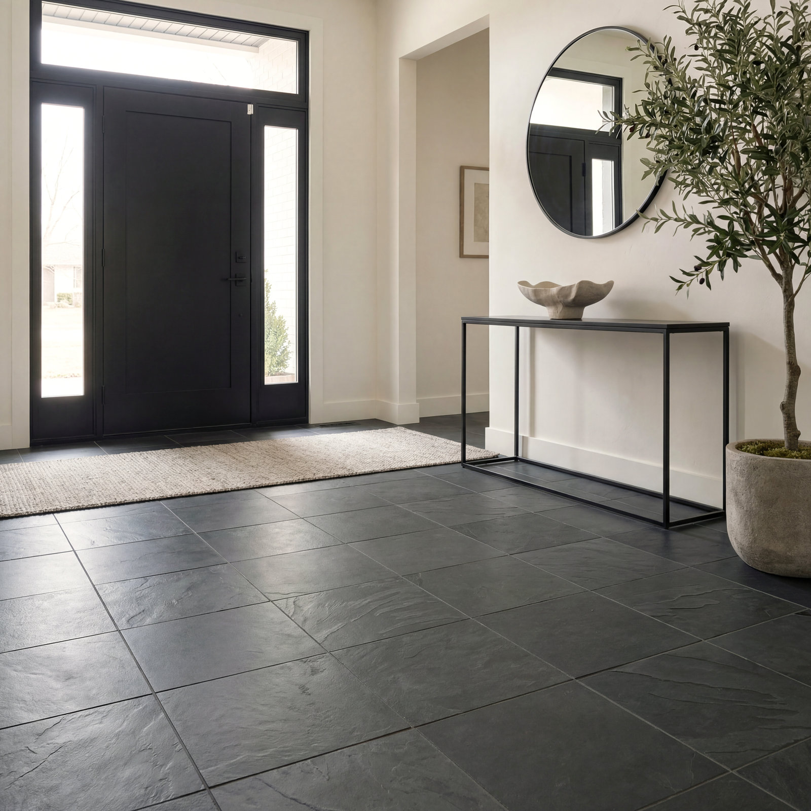 Camden 12" x 12" Gauged Slate Tile, Charcoal