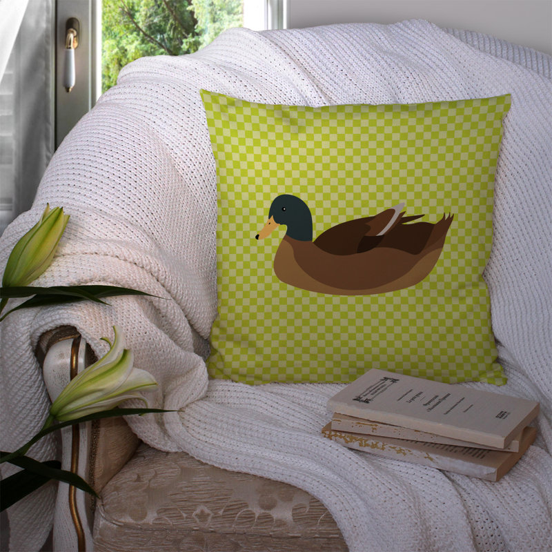Coussin décoratif d’extérieur à la toile de canard, Vert, 14 po x 14 po