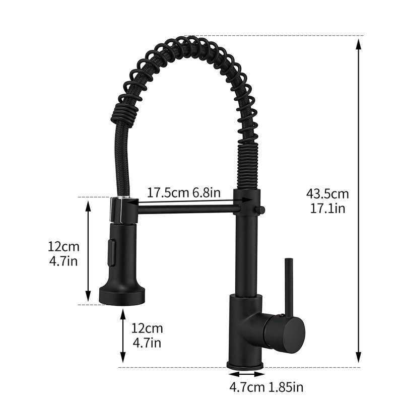 Matte Black Stainless Steel Pull-Down Kitchen Faucet with Spray