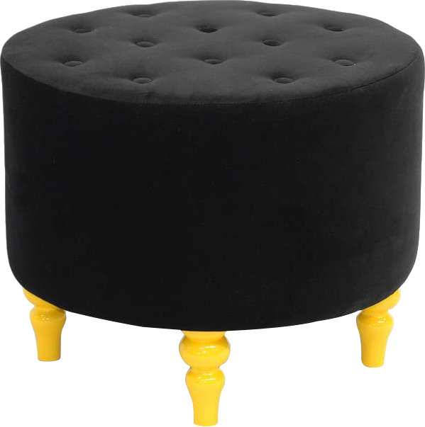Gondola 55cm Wide Tufted Round Cocktail Ottoman, Yellow