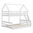 Twin Over Full Pine Wood House Shaped Low Bunk Bed With Built-In Ladder And Full-Length Guardrail-657907757
