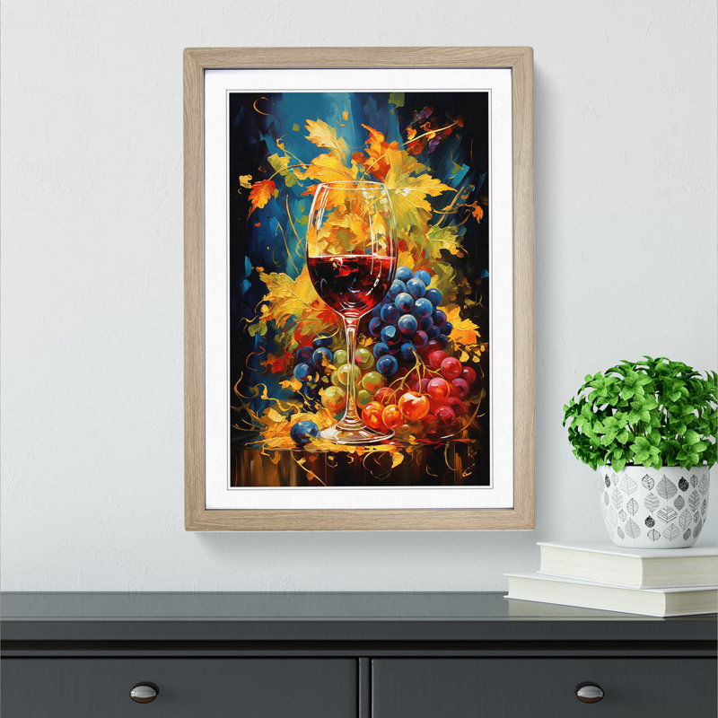 Wine Expressionism - Framed Print, Oak, 46cm H x 34cm W x 2cm D