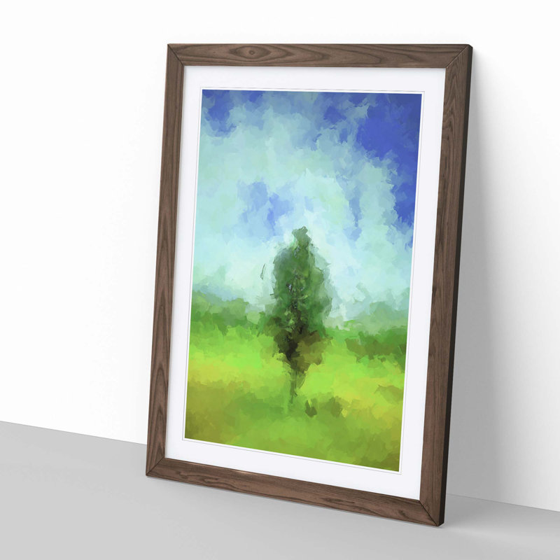 Isolated Tree in Abstract - Framed Print, 48cm H x 36cm W x 2cm D, Walnut Framed