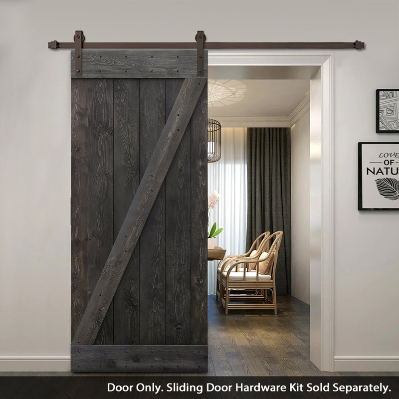 Porte de grange en bois lambrissé, Noir anthracite, 30 po x 84 po