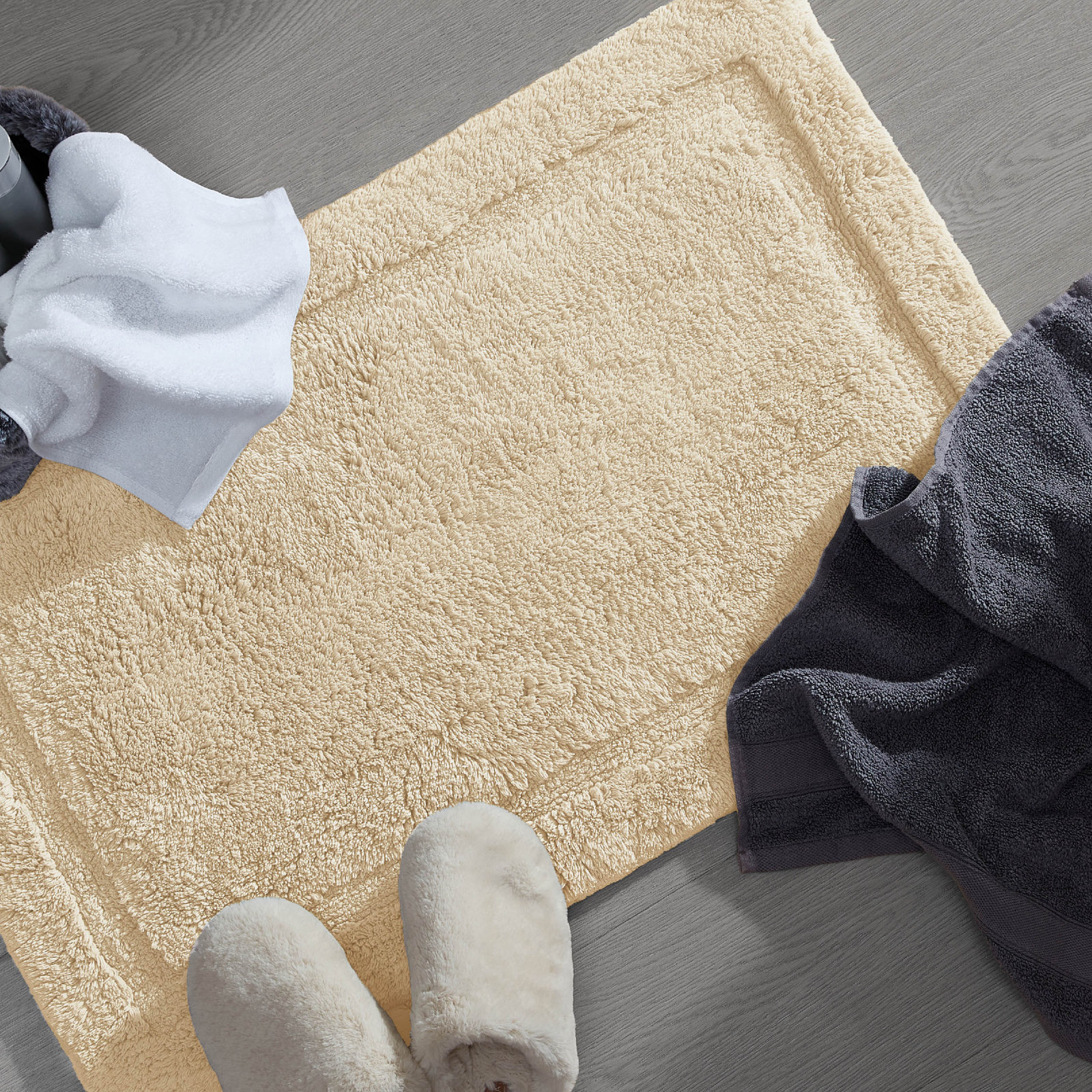 Rane Plush Cotton Bath Mat, Beige, 27"W x 45"L