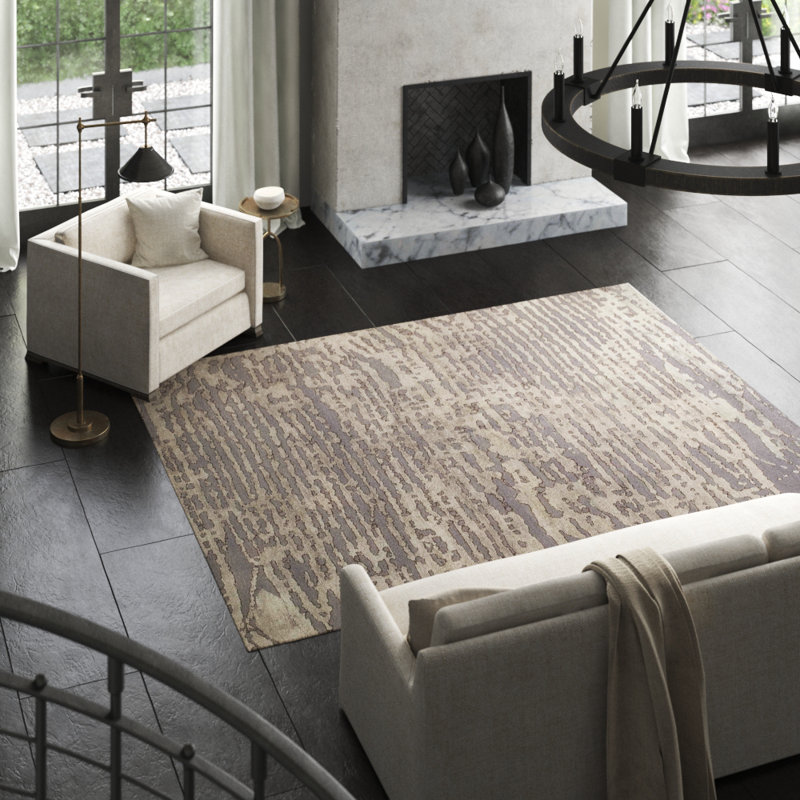 Streets Abstract Area Rug in Blue/Gray/Silver, Rectangle 8' x 10'