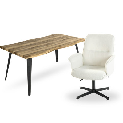 Ensemble de bureau et chaise pivotante Modern Home - 63 po avec bord ondulé et chaise rembourrée