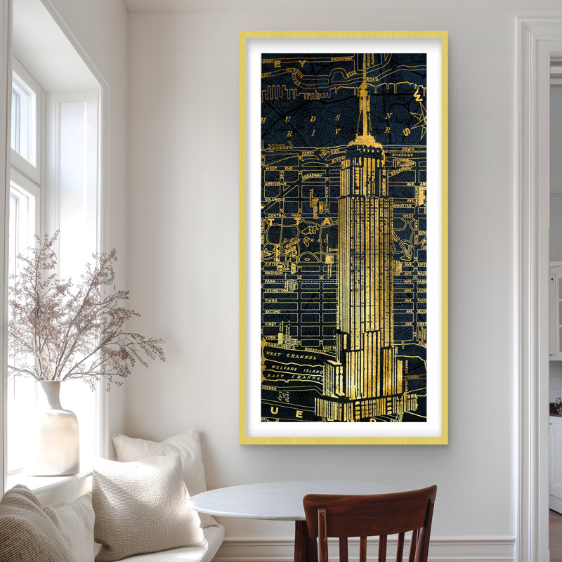 Gold City Blue Print - chambre à coucher encadrée
