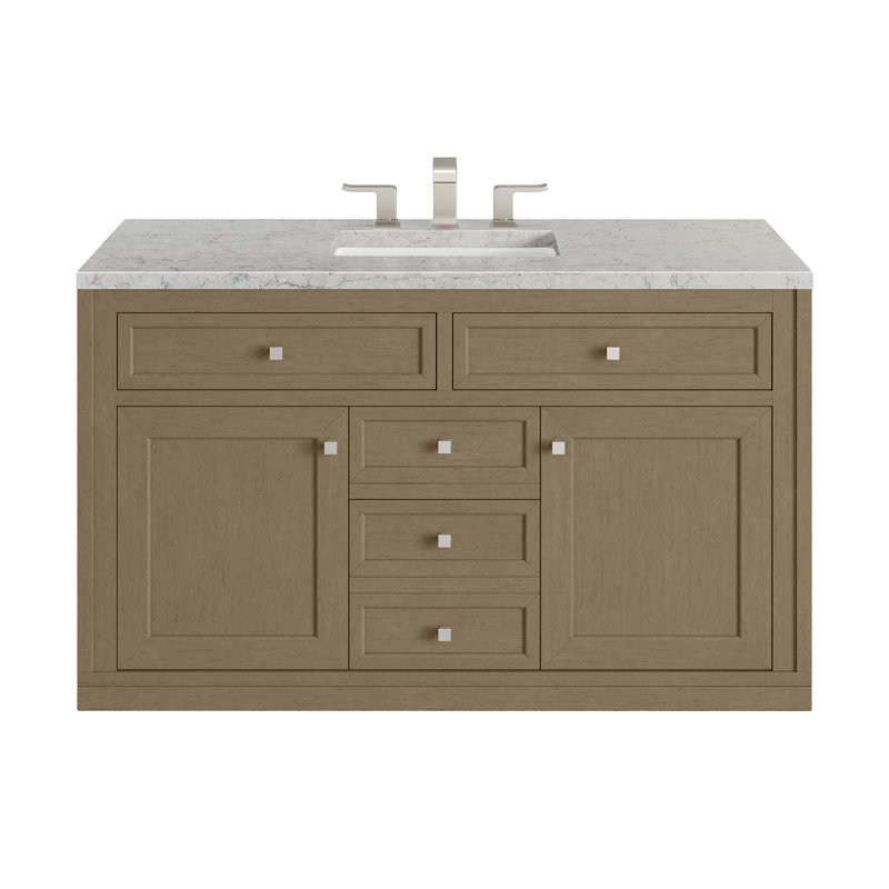 Chicago 48'' W Single Vanity, Carrara White, Glossy White, 8" Widespread