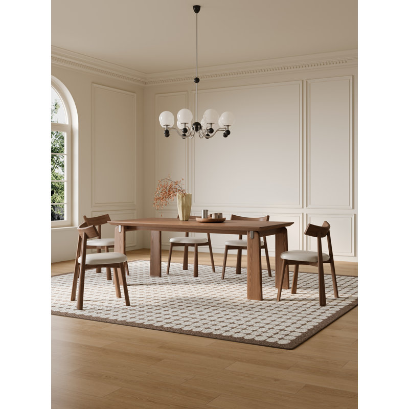 Ensemble de chaises de salle à manger modernes en simili cuir et bois massif noir 2 pièces, Beige, Brun